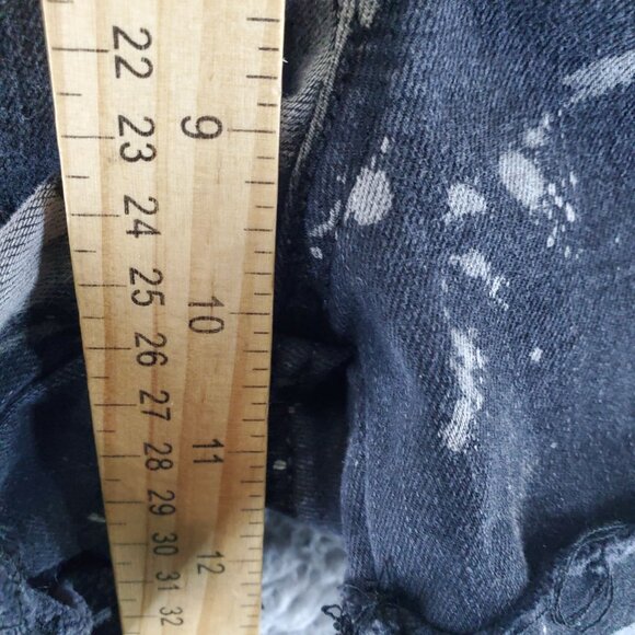 Time And Tru Overalls Womens XL Black Skeleton Print Denim Shorts Shortalls - Picture 7 of 10